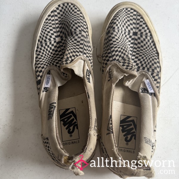 Heavily Worn Checkered Vans Size US 9 Womens