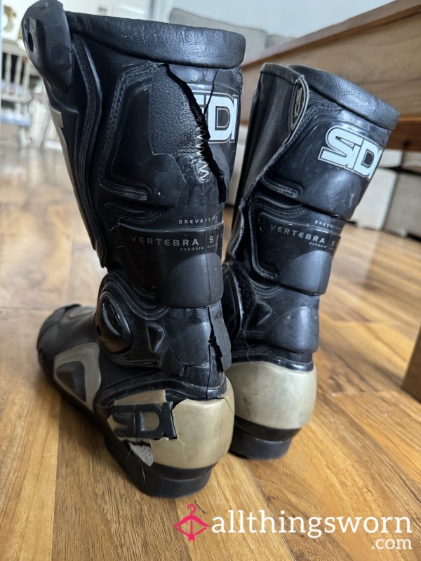 Heavily Worn & Damaged Sidi Bike Boots