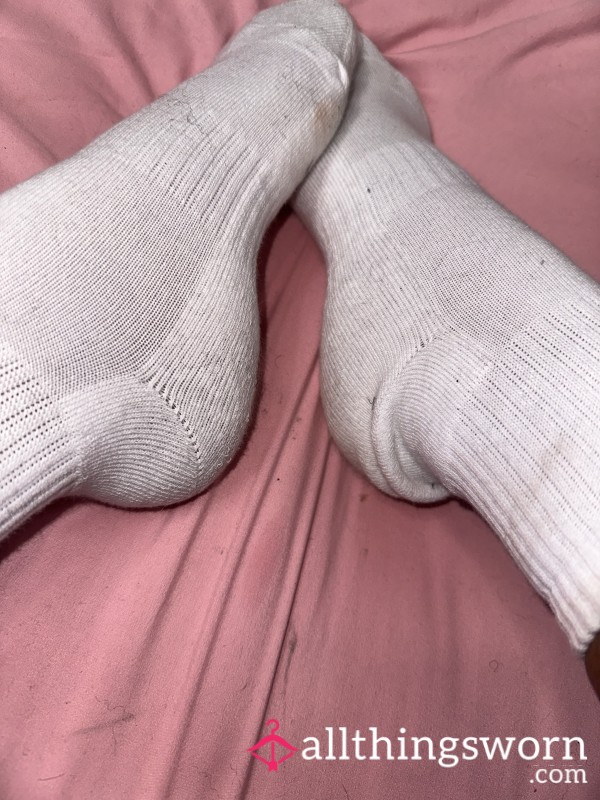 Heavily Worn Dirty White Ankle Socks