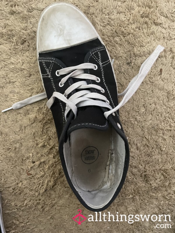 Heavily Worn Lesbian Black And White Plimsoles
