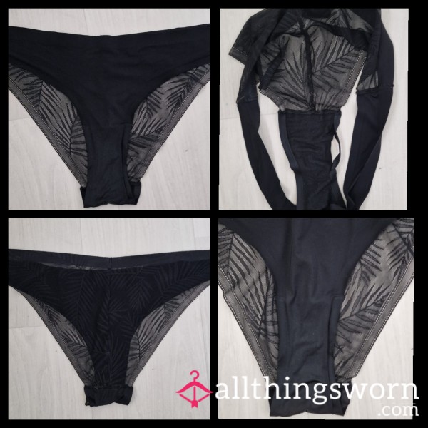 4-Night Worn Sheer-Back Knickers 🖤 Soaked In Me