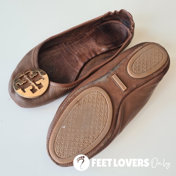 Heavily Worn Tory Burch Minnie Ballet Flats