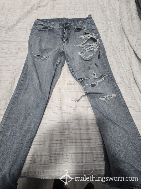 Heavily Worn Work Jeans