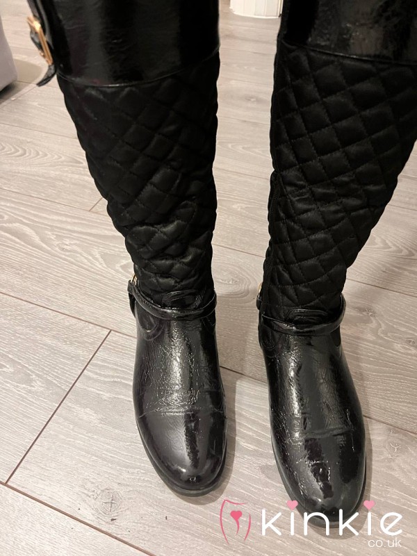 Heavy Used Black High Heels Boots