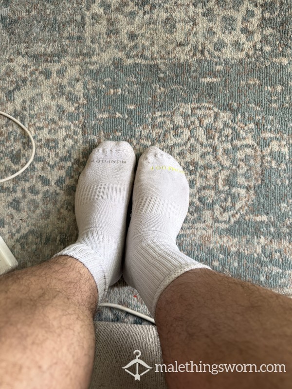 Heavy Worn Sweaty White Crew Socks