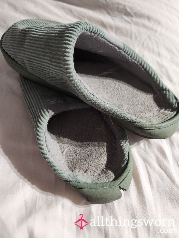 Heavy Worn Turquoise Slippers