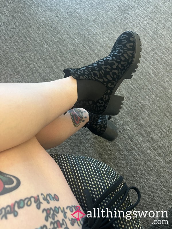 Heeled Boots, Leopard Print, Used For Bartending Shifts 🤗