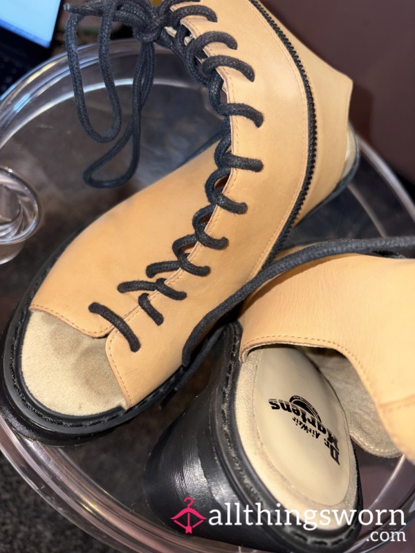 Heeled Open Toe& Heel, Sand Colour, Dr Martians, Size 4.