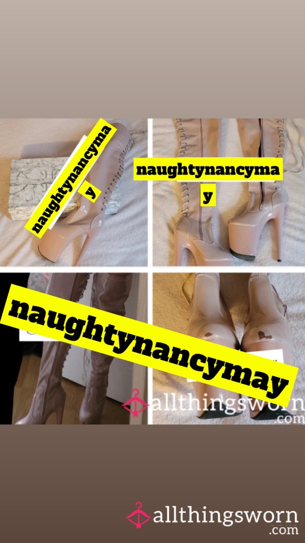 Hella Heels Lipkit Thicc Thigh High Platform Pvc Boots 🎀🙇🏼‍♀️ Perfect For Pvc/vinyl Lovers, Slaves And Sissies!! Add On’s Available! These Won’t Be Around For Long! 💖💖💖