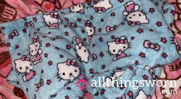 Hello Kitty Blue Plush Furry Fuzzy Pajama Pants (long) (large - Extra Large) ❄️💗