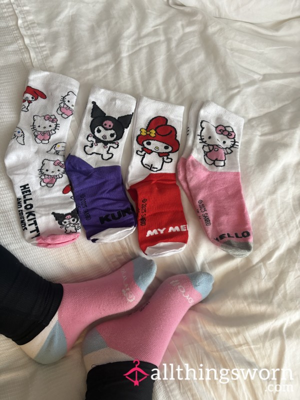 Equestrian Hello Kitty Cotton Socks Worn For Horse Riding