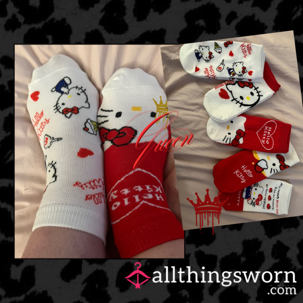 HELLO KITTY ANKLE SOCKS ❤️ Available For Custom Wear✨✨✨ Photoset Of 10 Custom Pics Included