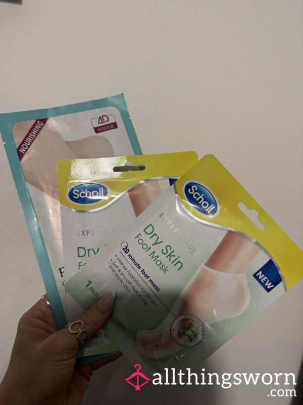 Here’s A Product Description You Could Use:  ✨ Scholl Dry Skin Foot Masks – Available Now ✨