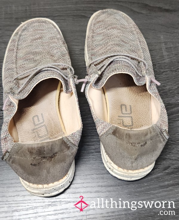 Hey Dudes - Size 8|Antique Rose|busted Down Backs|dirty|smelly|worn|dirty Insoles|toe Prints
