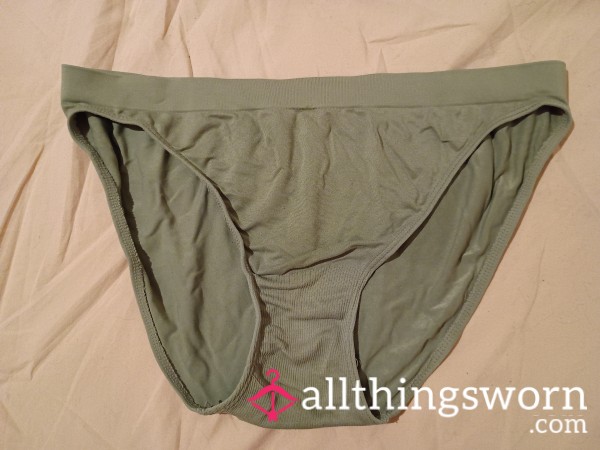 High Cut Well Worn Dark Green Panties