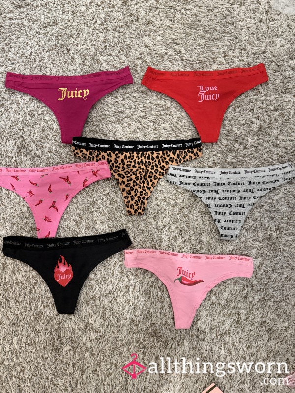 High End Juicy Couture Brand Thong (1) With 24 Hour Wear. Worn On My OF Page.