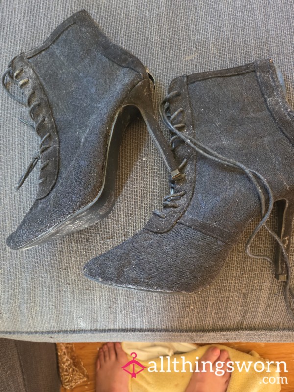 High Healed Lace Boots Size 10