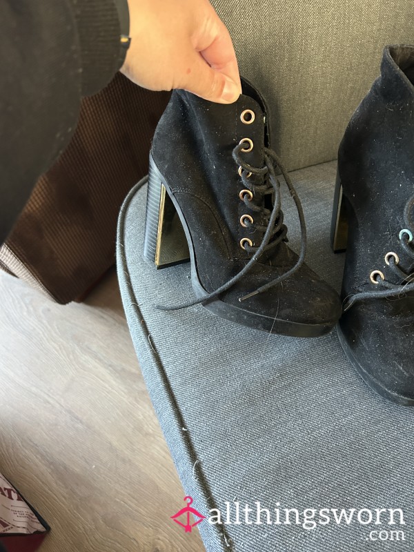 High Heeled Lace Up Boots