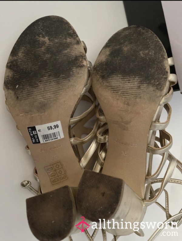 High Heels Gold Printed Toes Sandals SHOES CLEANERS THIS IS YOUR ☎️