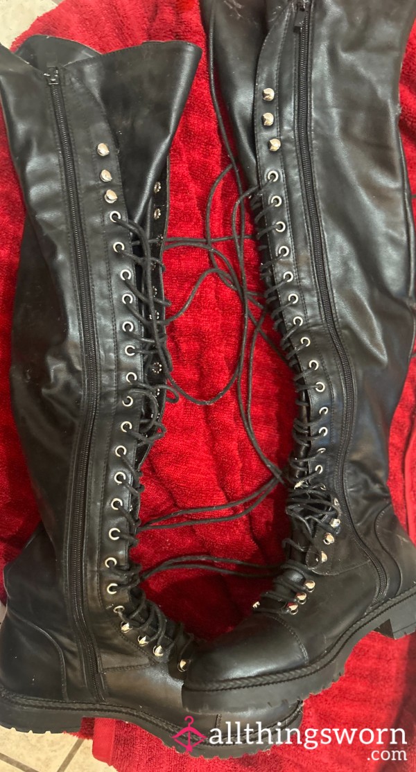 High Knee Combat Boots