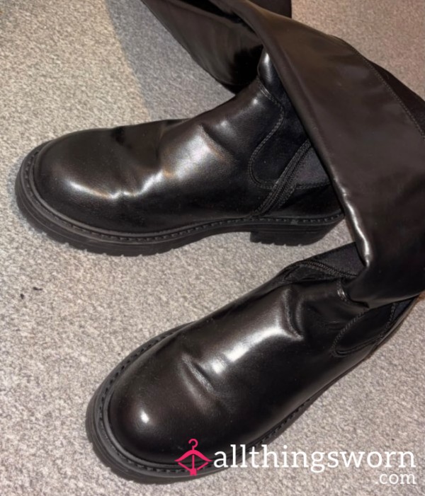 High Knee Leather Boots