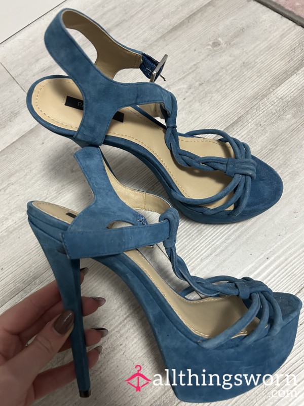 High Suede Blue Stilettos