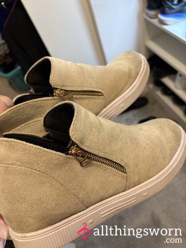 High Top Cream Dirty Sneakers