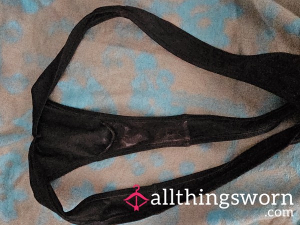 High Waist Black Thongs. 2 Days Worn At The Office