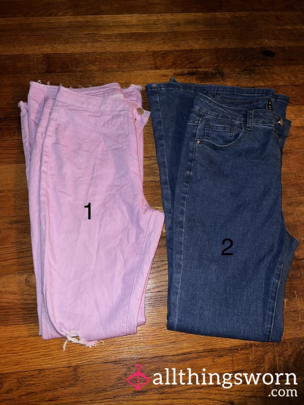 💜💙High Waisted Flare Jeans Blue And Purple Size Medium💜💙