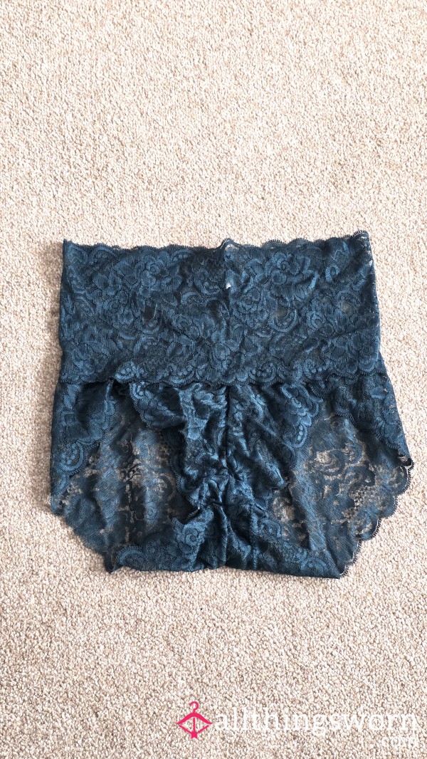 High Waisted, Green, Lace Pants, Size M