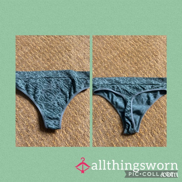 High Waisted Green Zebra Print Thong