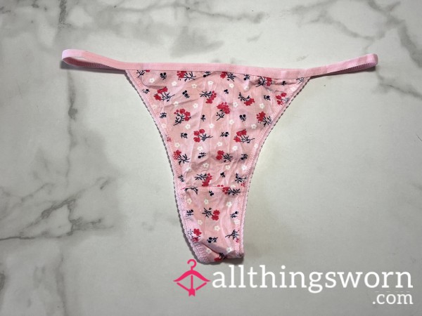 High-Waisted Pink Flor*l Thong