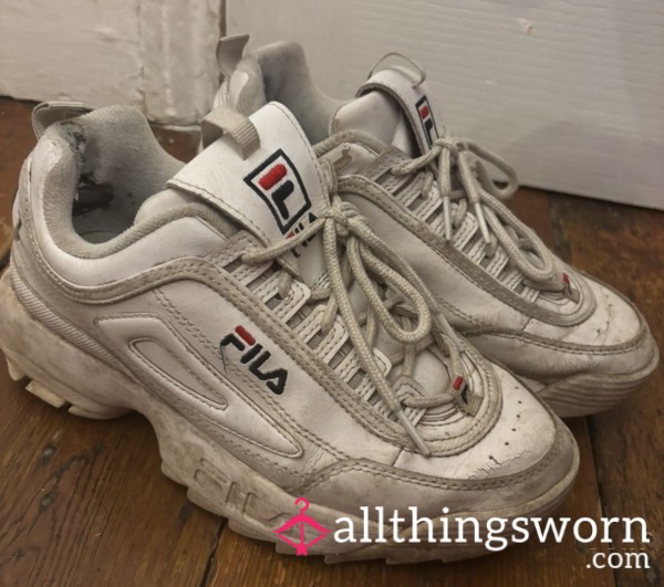 Highly Worn Destroyed Used FILA Trainers