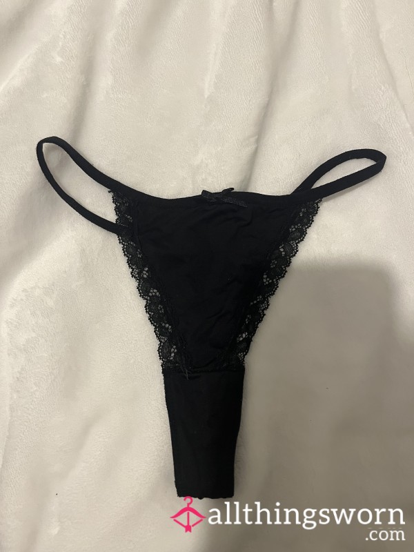 🖤 HOLED Black Thongs - Satin & Lace 🖤