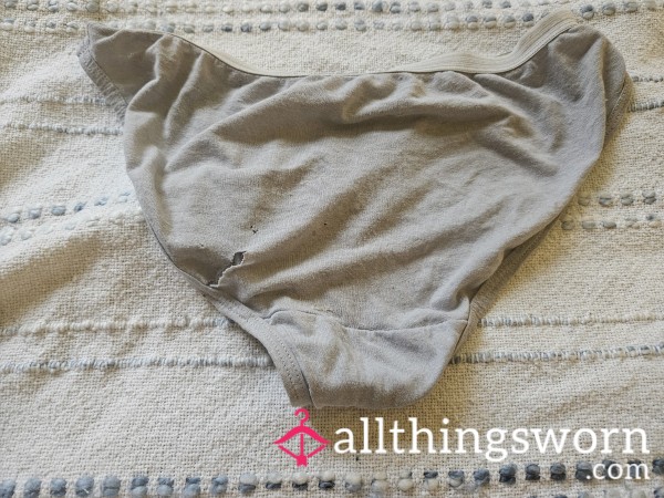Holey Gray Panties Worn 100s Of Times