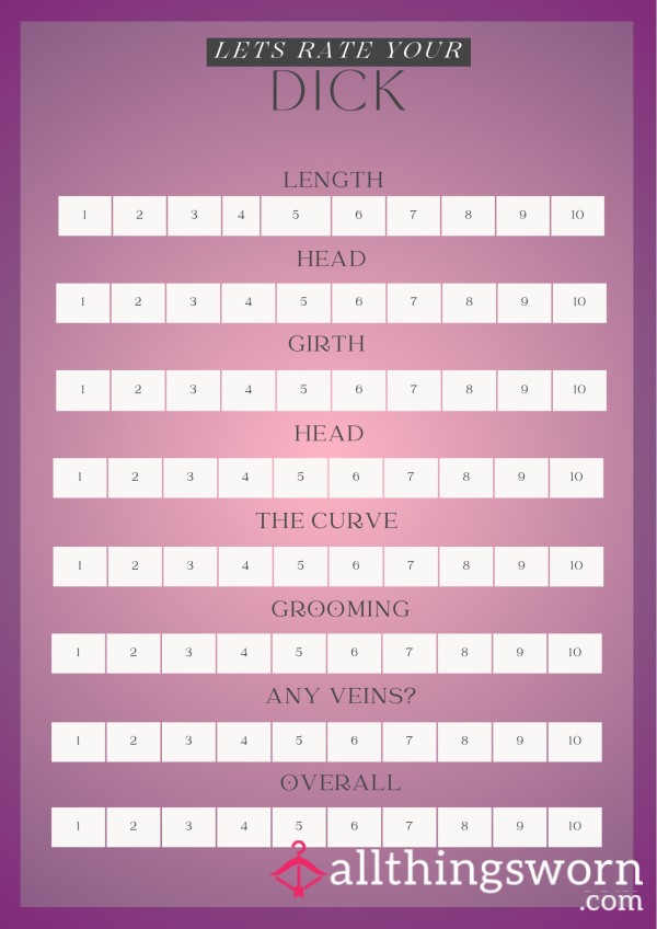 Honest Detailed D*ck Rating