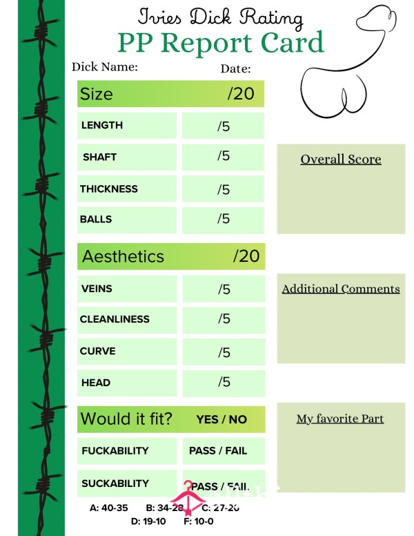 Honest D*ck Rate Report Card! 📝