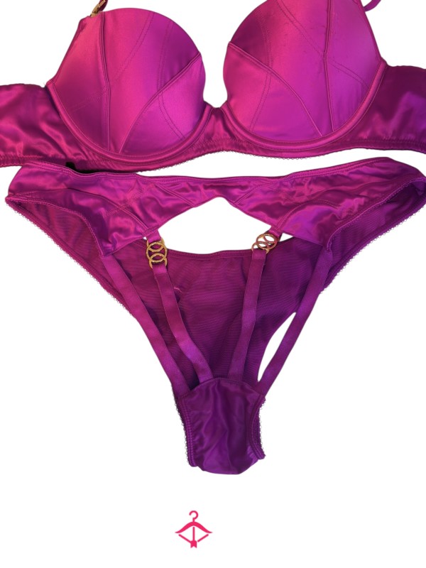 Honey Birdette Pink Satin Lingerie Set – Bra & Briefs