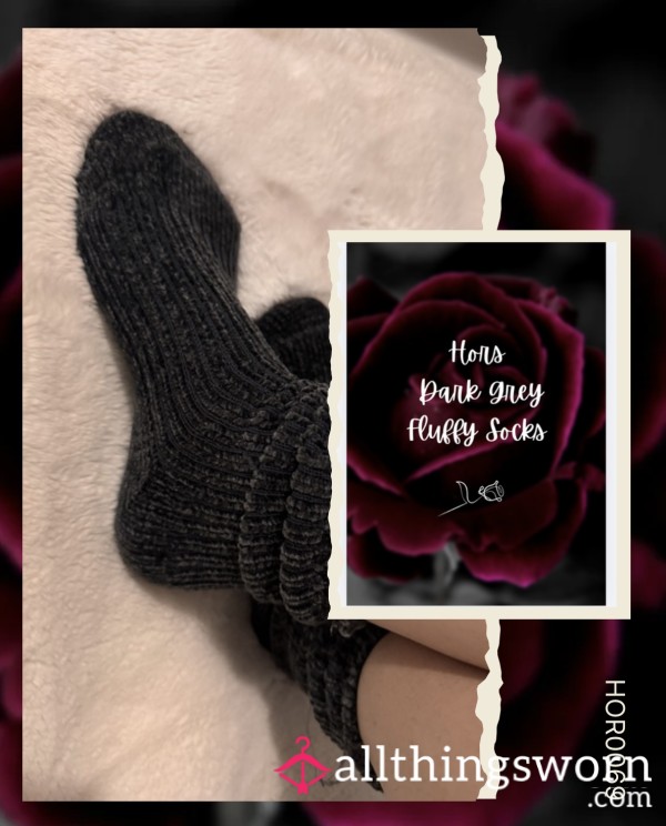 🌹 Hors Dark Grey Fluffy Socks 🌹