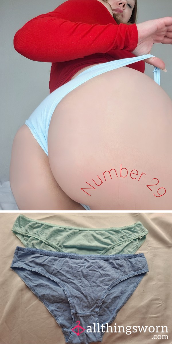 Blue And Turquoise Cotton Panties In Size 38 With Lace