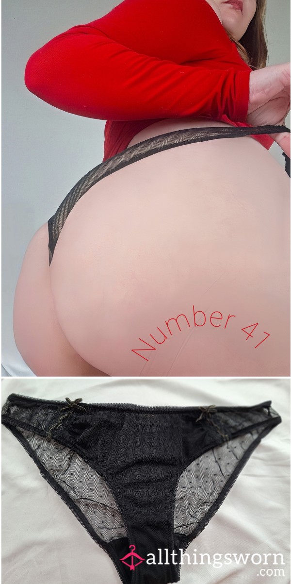 Sheer Black Panties With Cotton Gusset, Size 38