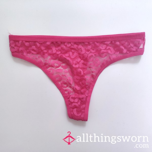 Hot Fuchsia Pink Leopard Lace Thong