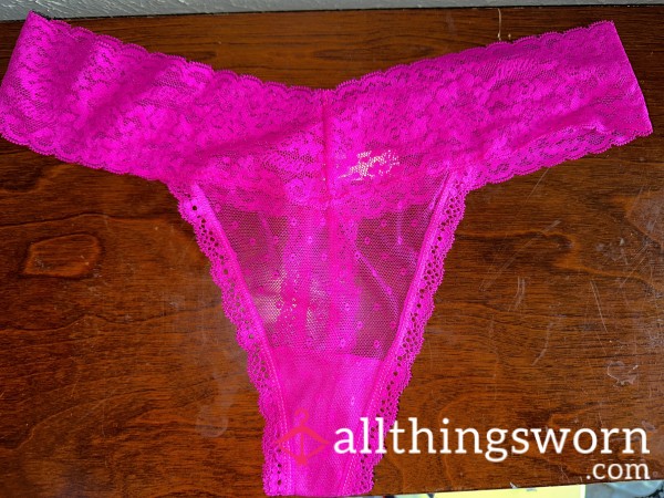 Hot HOT Pink Lace Thong
