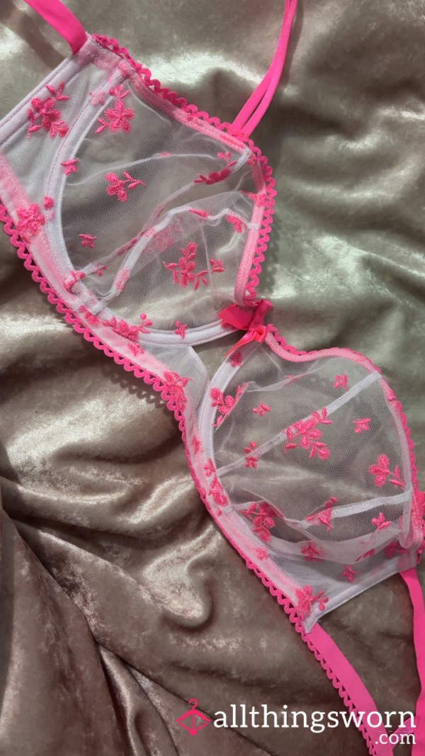 Hot Pink And White Bra