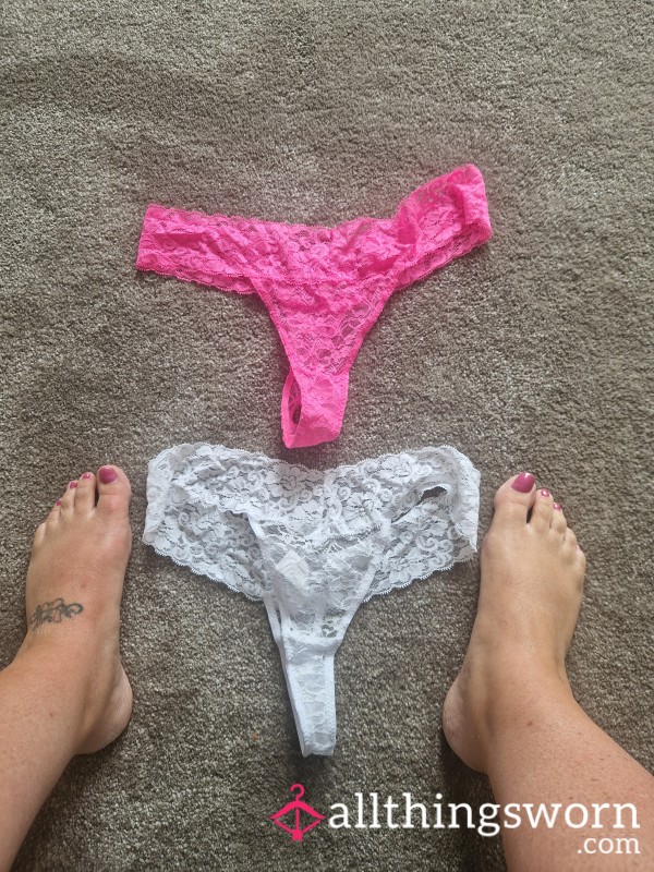 Hot Pink And White Thongs
