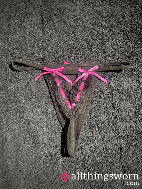 Hot Pink & Black Thong 🎀