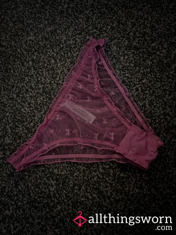 Hot Pink Bow Mesh Frill Panties