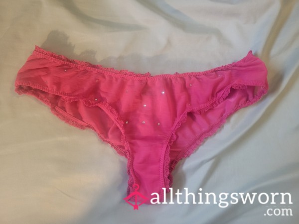 Hot Pink Frilly Bikini Panty - Victoria's Secret - Size Large