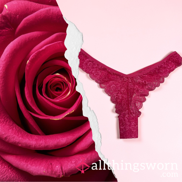 Pink Heat ⋆ Well Worn Lace Thong ⋆ Cotton Gusset ⋆ Warm Natural Scent