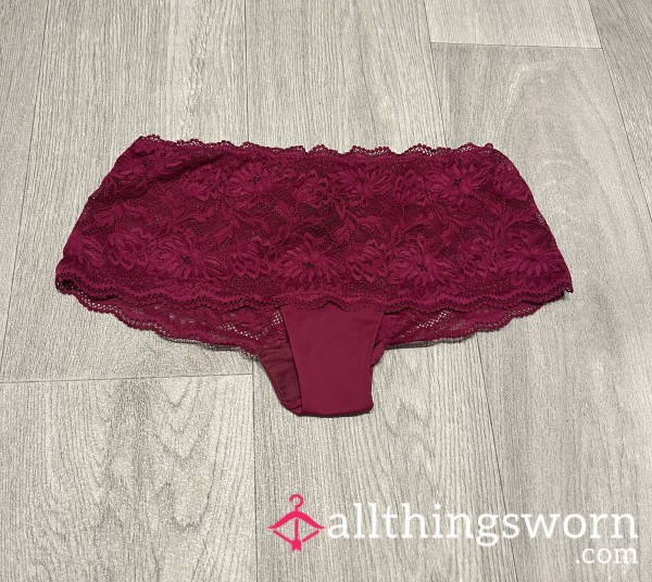 Hot Pink Lace Worn Brazilian Briefs